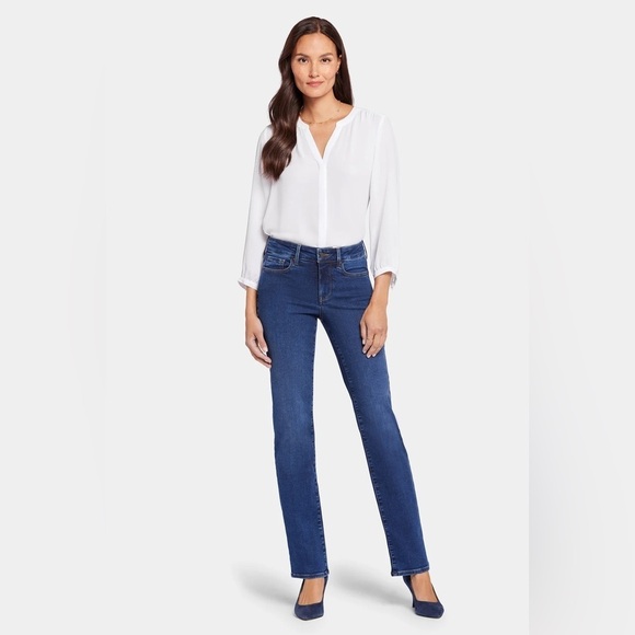 NYDJ Marilyn Straight Jeans, Cooper Blue, Size 6P - Picture 1 of 10
